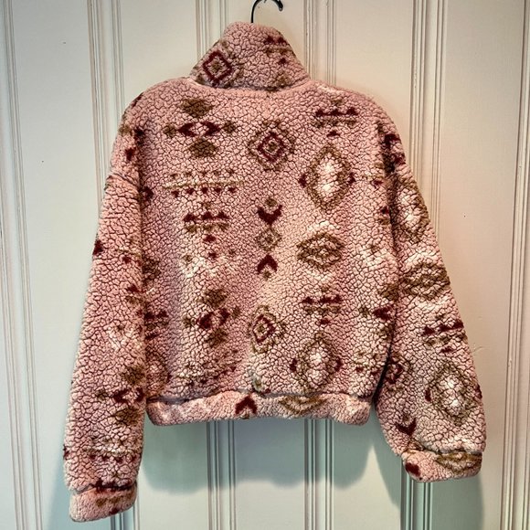Love Tree Pink Aztec Print Super Plush Pullover 1/4 Zip Top - Picture 10 of 13